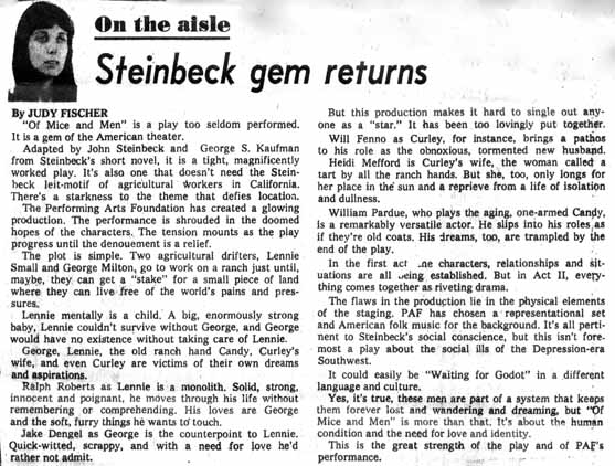 Steinbeck Gem Returns - Of Mice and Men