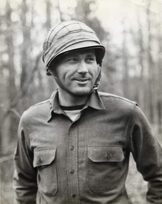 Ralph Roberts in Burma, in helmet